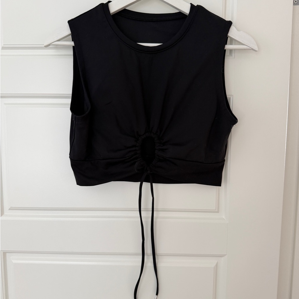 Sommer Ray Elegant Black Ruched Crop Top